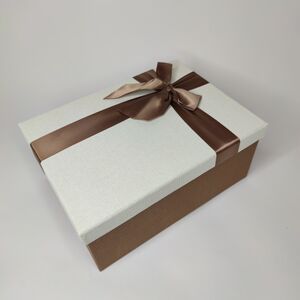 Подарочная коробка с атласным бантом 24 х 17 х 10 цвет бежево-коричневый, Размеры ДхШхВ, см: 24 х 17 х 10, фото 