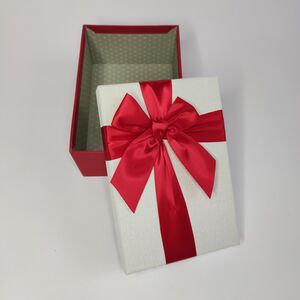 Подарочная коробка с атласным бантом 20 Х 14 Х 8 цвет красно-бежевый, Размеры ДхШхВ, см: 20 х 14 х 8, фото 