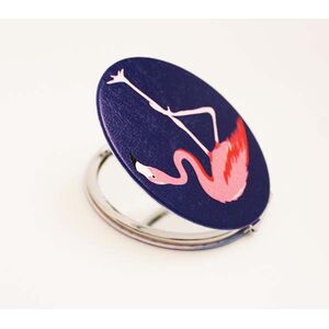 Зеркальце для сумочки, розовый фламинго - синий, Цвет: Синий, фото 