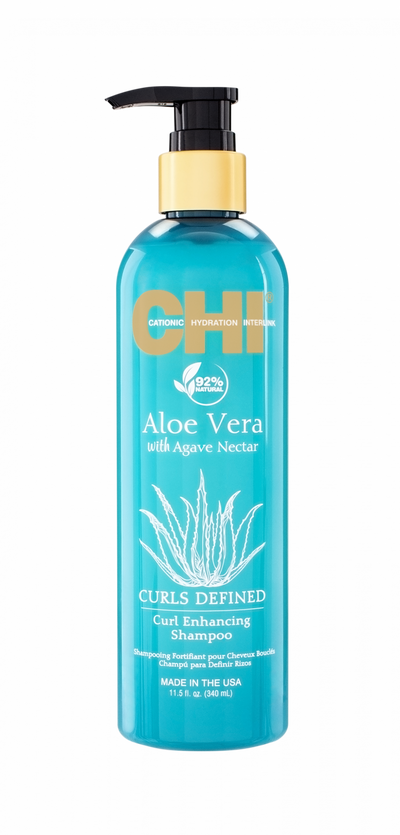 Шампунь увлажняющий разглаживающий Chi Aloe Vera with Agava Nectar Curl Enhancing Shampoo 340 мл CHIAVES11, Объём, мл: 340, фото 