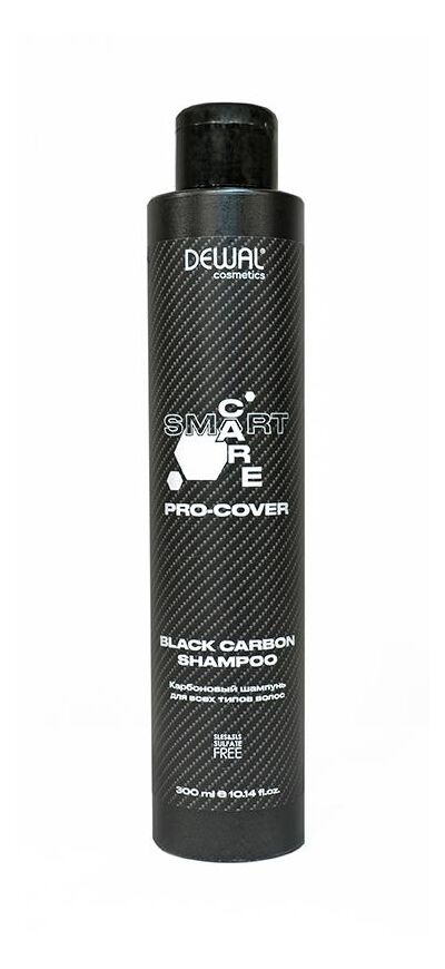 Карбоновый шампунь для всех типов волос smart care pro-cover black carbon shampoo, 300 мл dewal cosmetics dcp20501, Объём, мл: 300, фото 